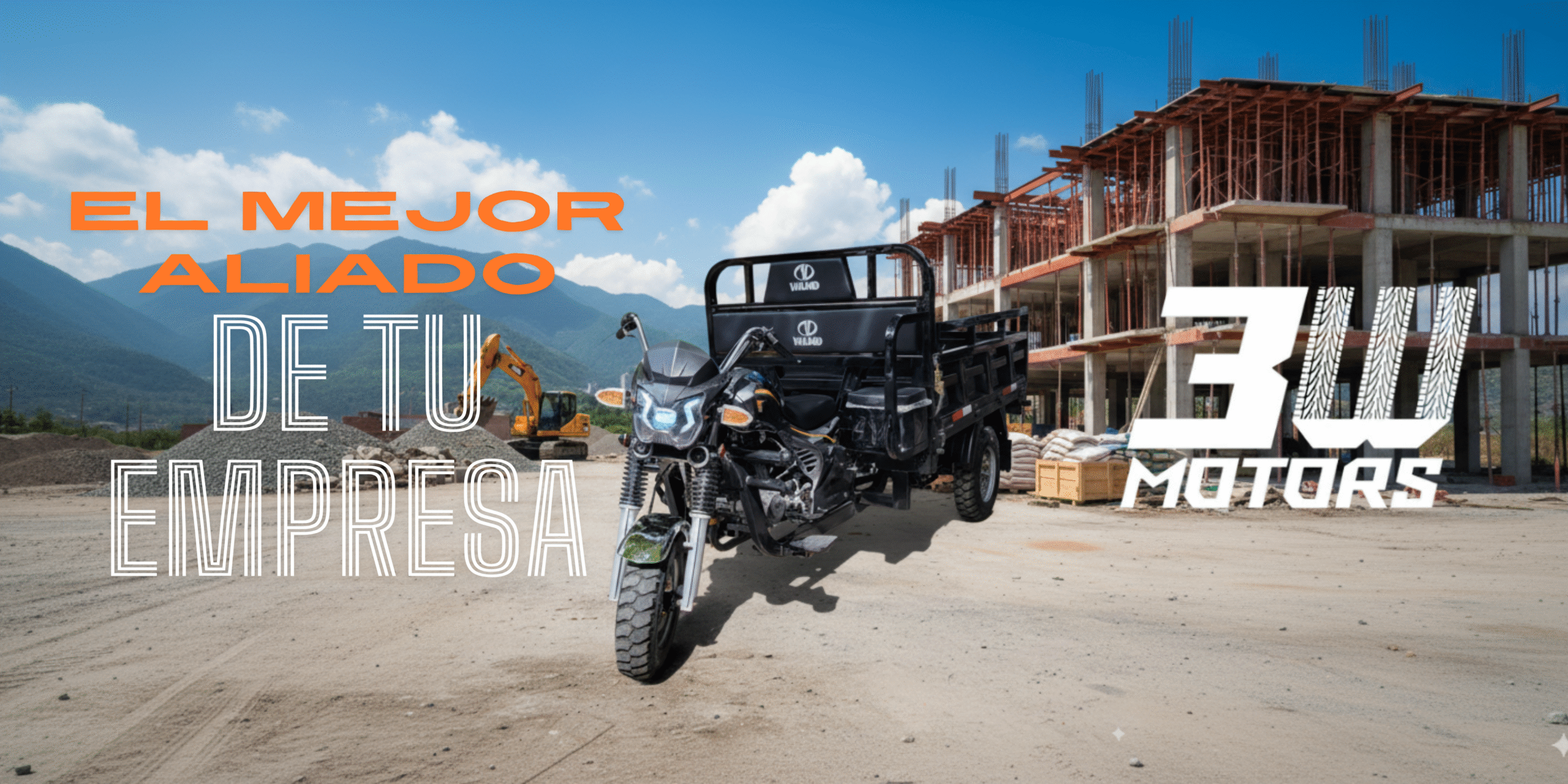 Banner promocional del motocarro Vaisand 200 en Medellín – 3W Motors